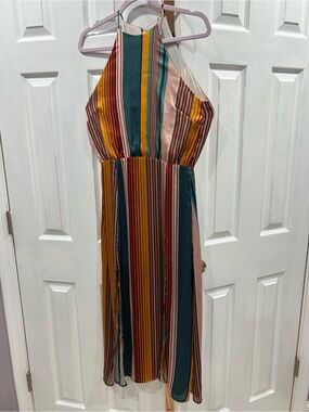 dRA Multicolor Striped Halter Maxi Dress